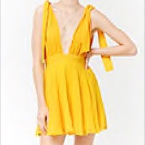 Forever21 Plunging Self-Tie Chiffon Dress L